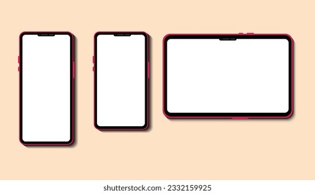 Vector mobile set of realistic smartphones, Set of different sizes and shapes and on a transparent background