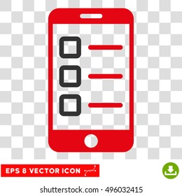 Vector Mobile Test EPS vector icon. Illustration style is flat iconic bicolor gray and intensive red symbol on a transparent background.