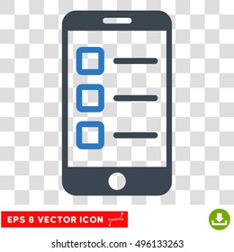 Vector Mobile Test EPS vector icon. Illustration style is flat iconic bicolor smooth blue symbol on a transparent background.