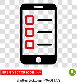 Vector Mobile Test EPS vector pictograph. Illustration style is flat iconic bicolor intensive red and black symbol on a transparent background.