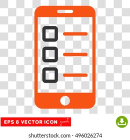 Vector Mobile Test EPS vector pictograph. Illustration style is flat iconic bicolor gray and orange symbol on a transparent background.