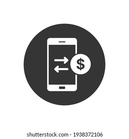 Vector mobile transfer money icon in flat