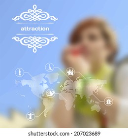 Vector mobile and web interface with landmarks and attraction