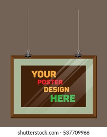 Vector mocap of horizontal frame with green mat. For your design.