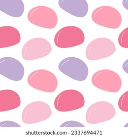 Vector mochi cake seamless pattern. Pink mochi pattern on white background