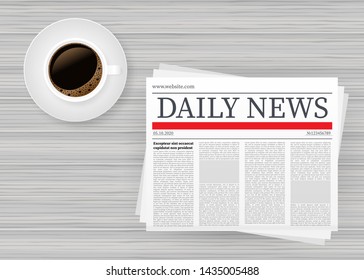 Vector mock up of a blank daily newspaper. Fully editable whole newspaper in clipping mask. Vector stock illustration,