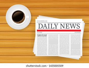 Vector mock up of a blank daily newspaper. Fully editable whole newspaper in clipping mask. Vector stock illustration,