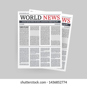 Vector mock up of a blank daily newspaper. Fully editable whole newspaper in clipping mask. Vector illustration,