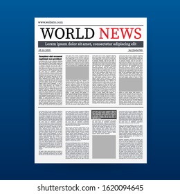 Vector mock up of a blank daily newspaper. Fully editable whole newspaper in clipping mask. Vector illustration