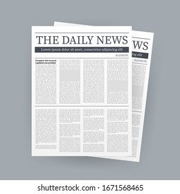 Vector mock up of a blank daily newspaper. Fully editable whole newspaper in clipping mask. Vector stock illustration,