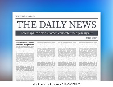Vector mock up of a blank daily newspaper. Fully editable whole newspaper in clipping mask. Vector stock illustration,