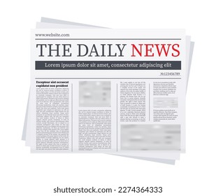 Vector mock up of a blank daily newspaper. Fully editable whole newspaper in clipping mask. Vector stock illustration