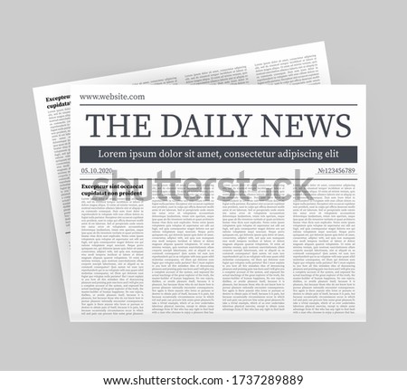 Vector mock up of a blank daily newspaper. Fully editable whole newspaper in clipping mask. Vector stock illustration.
