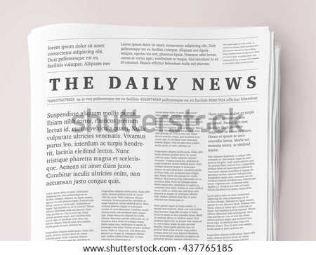 Vector mock up of a blank daily newspaper. Fully editable whole newspaper in clipping mask.