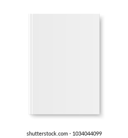 Векторный макет книги белый пустой крышкой изолированы. Закрытый вертикальный макет книги, журнала или ноутбука на белом фоне. 3d иллюстрация.