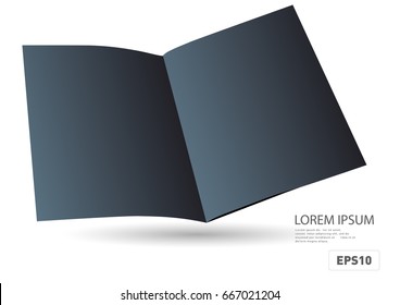 Vector mock up of booklet isolated. Opened magazine, brochure or notebook template on white background. 3d illustration for your design