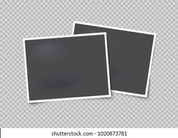 Vector mock up of empty photo frames on transparent background.