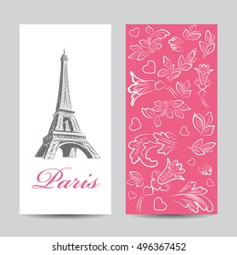 vector mock up of a greeting card with eiffel tower. EPS