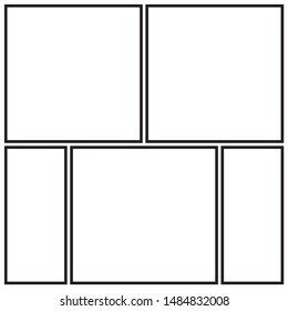 Vector mock up mood board of five frames. Photo collage templates.