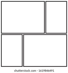Vector mock up mood board of four frames. Photo collage templates.
