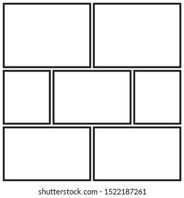 Vector mock up mood board of seven frames. Photo collage templates.