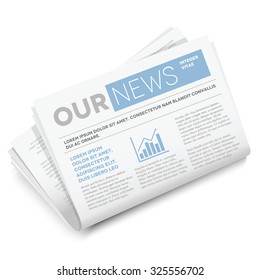 Vector mock up newspaper isolated on white background.