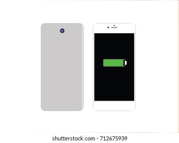 vector mock up phone front and back perspective view on white background, new modern smartphone with dual camera