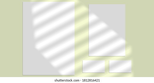 Vector mock up shadow overlay effect. Transparent soft light and shadows from window. Mockup of transparent window shadow and natural lightning