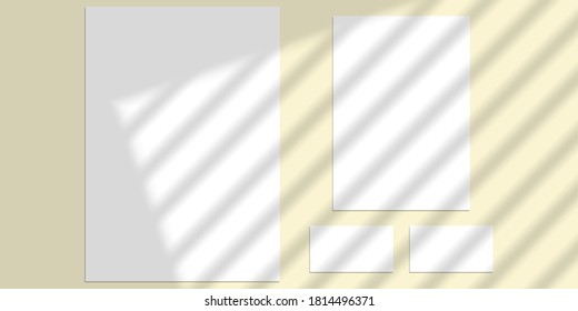 Vector mock up shadow overlay effect. Transparent soft light and shadows from window. Mockup of transparent window shadow and natural lightning