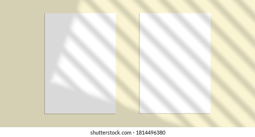 Vector mock up shadow overlay effect. Transparent soft light and shadows from window. Mockup of transparent window shadow and natural lightning
