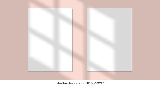 Vector mock up shadow overlay effect. Transparent soft light and shadows from window. Transparent window shadow and natural lightning