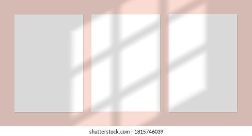 Vector mock up shadow overlay effect. Transparent soft light and shadows from window. Transparent window shadow and natural lightning