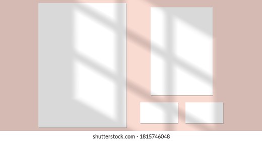 Vector mock up shadow overlay effect. Transparent soft light and shadows from window. Transparent window shadow and natural lightning
