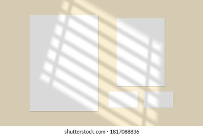 Vector mock up shadow overlay effect. Transparent soft light and shadows from window.