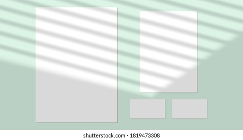 Vector mock up shadow overlay effect. Transparent soft light and shadows from window.