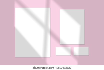 Vector mock up shadow overlay effect. Transparent soft light and shadows from window.