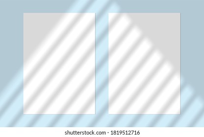 Vector mock up shadow overlay effect. Transparent soft light and shadows from window. Transparent window shadow and natural lightning
