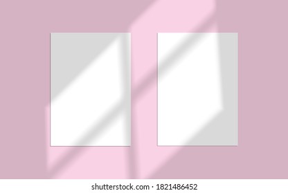 Vector mock up shadow overlay effect. Transparent soft light and shadows from window. Transparent window shadow and natural lightning