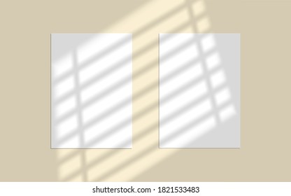 Vector mock up shadow overlay effect. Transparent soft light and shadows from window. Transparent window shadow and natural lightning