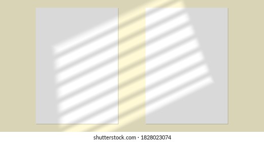 Vector mock up shadow overlay effect. Transparent soft light and shadows from window. Transparent window shadow and natural lightning