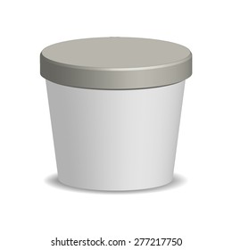 Vector Mock Up Template Plastic Tub Bucket Container For Ice Cream, Yogurts, etc.