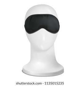 Vector. Mock Up. Black Blindfold on the face. On a white mannequin head