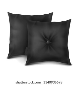 Vector. Mock Up. Black Set Pillow Rectangle
