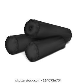 Vector. Mock Up. Black Set Pillow Cylinder