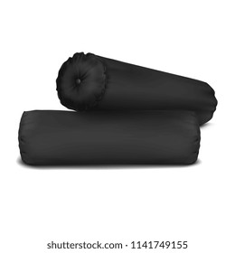 Vector. Mock Up. Black Set Pillow Cylinder