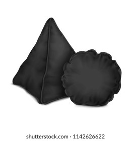 Vector. Mock Up. Black Set Pillow Round and Pyramid