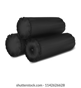 Vector. Mock Up. Black Set Pillow Cylinder