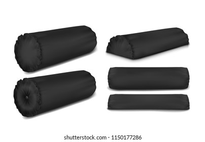 Vector. Mock Up. Black Set Pillow Cylinder and half-cylinder