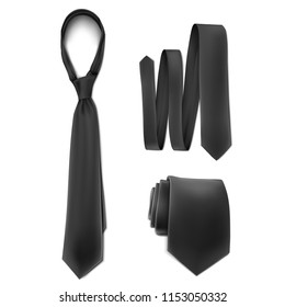 Vector. Mock Up. Black Set Necktie