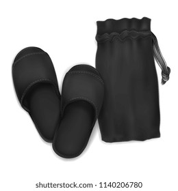 Vector. Mock Up. Black Slippers vs Pouch